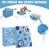 16 Pcs Blue Dog Party Favor Bags with 20 Sheets Tissue Paper, Cartoon Puppy Paw Theme Patterns Gift Bags with Handles, Kraft Goodie Candy Treat Bags for Happy Birthday Baby Shower Supplies Decoration view 3