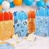 16 Pcs Blue Dog Party Favor Bags with 20 Sheets Tissue Paper, Cartoon Puppy Paw Theme Patterns Gift Bags with Handles, Kraft Goodie Candy Treat Bags for Happy Birthday Baby Shower Supplies Decoration view 4