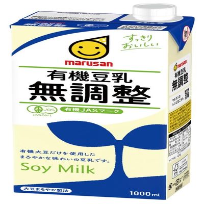 Marusan Soy Milk Organic Unsweetened Soy Milk Drink 1000ml (Pack of 6), Additives Free, No Sugar Added, Organic Soy Milk Drink from Aichi Prefecture, MADE IN JAPAN, Limited Stock