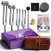 Tuning Forks for Healing Set, Includes 128Hz, 136Hz, 256Hz, 384Hz & Activator, Gem feet, Yoga and Meditation Medical Grade Accessories, Sound Therapy Music Tuning Instruments with Gift Box view 1