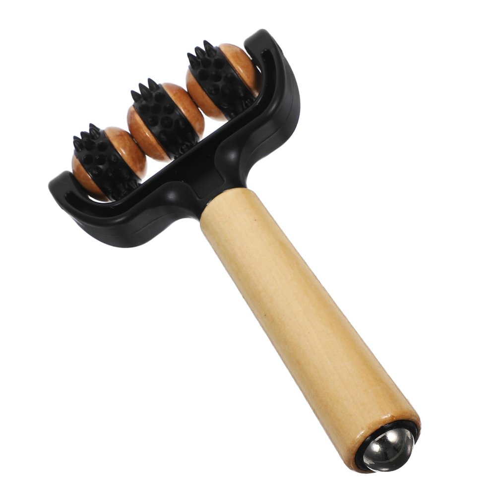 BEBEMOKO Dual Wooden Massage Roller for Deep Tissue Relief Portable Compact for Home Office Travel Versatile Tool for Back Neck Shoulder Leg Massage
