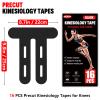16 Pcs Kinesiology Tape for Knees, Pre Cut Knee Support & Stability, Elastic, Breathable, Latex-Free Pain Relief Athletic Tape for Knee - Black view 2