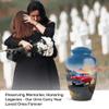 Car Adult Cremation Funeral Urn for Human Ashes, Keepsake Memorial Gift, Beautiful Handcrafted Small Urns for Ash Container, Combo, Blue (10 Inch & 3 Inch Mini Set of 3) view 3