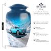 Car Adult Cremation Funeral Urn for Human Ashes, Keepsake Memorial Gift for Father & Mother, Beautiful Handcrafted Small Urns for Ash, Combo, Blue (10 Inch & 3 Inch Mini Set of 3) view 2