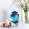 Car Adult Cremation Funeral Urn for Human Ashes, Keepsake Memorial Gift for Father & Mother, Beautiful Handcrafted Small Urns for Ash, Combo, Blue (10 Inch & 3 Inch Mini Set of 3) view 4