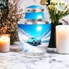 Car Adult Cremation Funeral Urn for Human Ashes, Keepsake Memorial Gift for Father, Beautiful Handcrafted Small Urns for Ash, Combo, Blue (10 Inch & 3 Inch Mini Set of 3) view 4