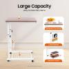 NIENIEE Adjustable Height Overbed Table with Wheels & Storage Basket, 30kg Load Capacity - Rolling Bedside Table for Hospital, Home & Small Spaces, Antique Oak Color view 3