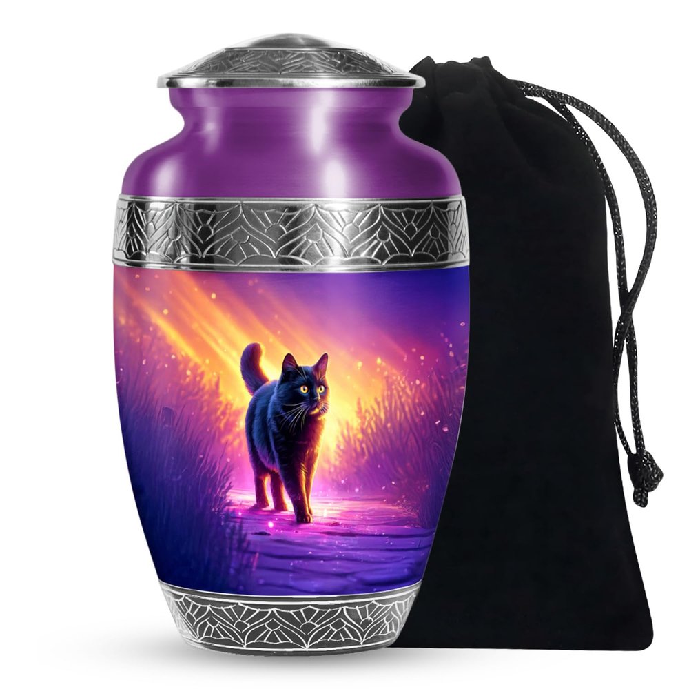 Cat Funeral Urns for Adult Ashes Men and Women - Blue Large Classic Funeral Urn for Ashes Adult Female Cremation 10 Inch - Burial Urn for Daughter and Teenage Girls