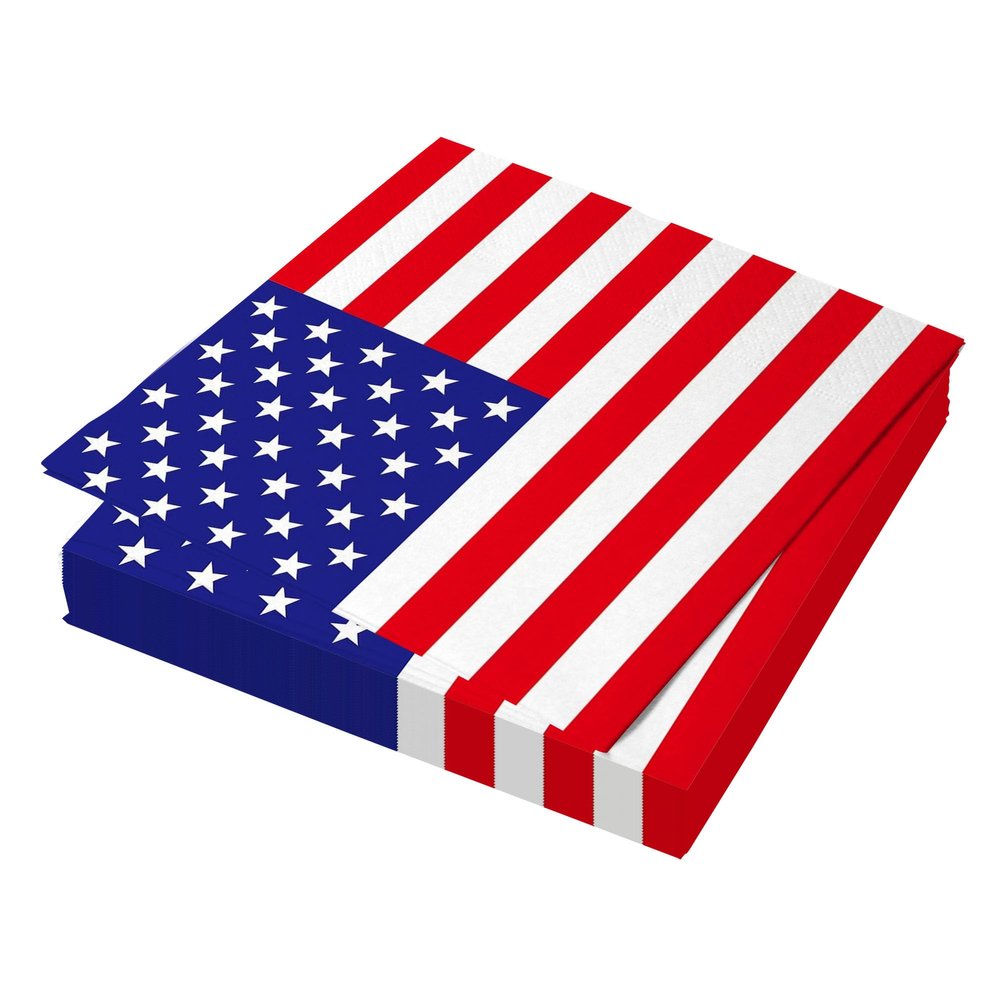 4th of July Napkins, Fourth of July Patriotic Napkins Paper, Red White and Blue Cocktail Napkin, American Flag 7 4 Dinner USA Disposable Napkin