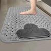 Shower Mat with Drain Hole in Middle with Suction Cups Non-Slip Scrubber Foot Pad TPE Easy Cleaning for Shower Room Tub Bathroom(Grey 2,50x80cm/19.7 * 31.5in) view 1