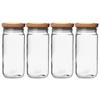Ball Stack & Store Glass Mason Jars with Wooden Lid, Used for Pantry, Cookies, Flour, Cereal, Rice, Sugar, Tea, Coffee Beans, Spices, Square, 9.9-Cup (Pack of 4) view 1