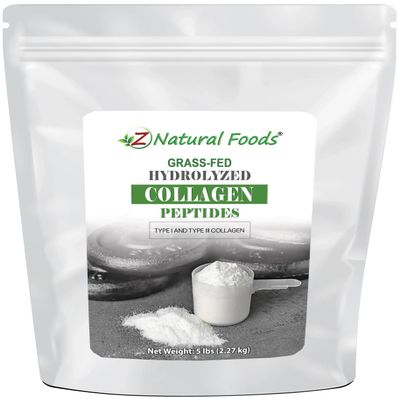 Z Natural Foods Collagen Peptides Powder - Grass-Fed Hydrolyzed Collagen Type 1 and Type 3 Unflavored - for Skin, Hair, Nails & Joints - Keto & Paleo Friendly (5 Pounds)