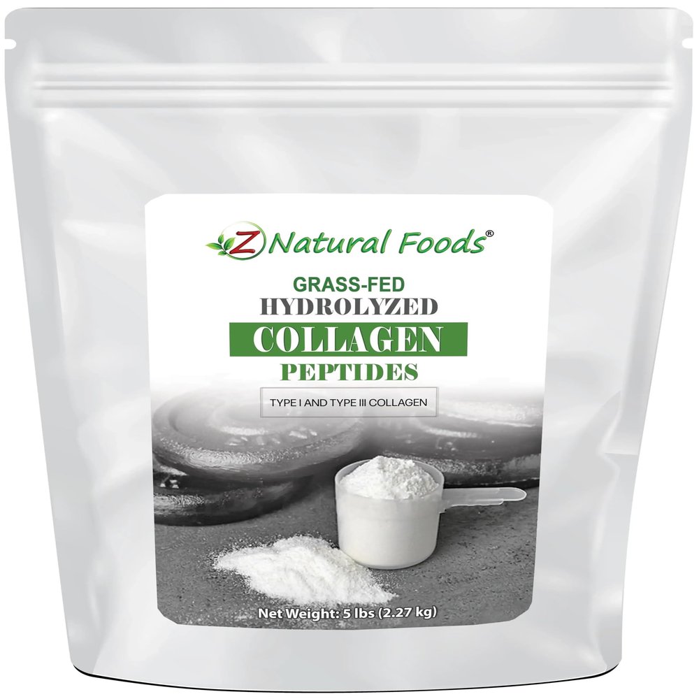 Z Natural Foods Collagen Peptides Powder - Grass-Fed Hydrolyzed Collagen Type 1 and Type 3 Unflavored - for Skin, Hair, Nails & Joints - Keto & Paleo Friendly (5 Pounds)