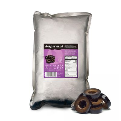 Agrosevilla Sliced Black Olives, Spanish Ripe Black Olives Pre Sliced, Bulk Olives for Pizza Salads Sandwiches Pasta, Mediterranean Olives Ready to Use, 33oz