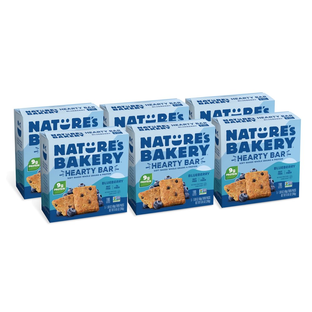 Natures Bakery Hearty Bars Blueberry, Whole Grains, Dairy-Free, Snack Bar, 30 Count