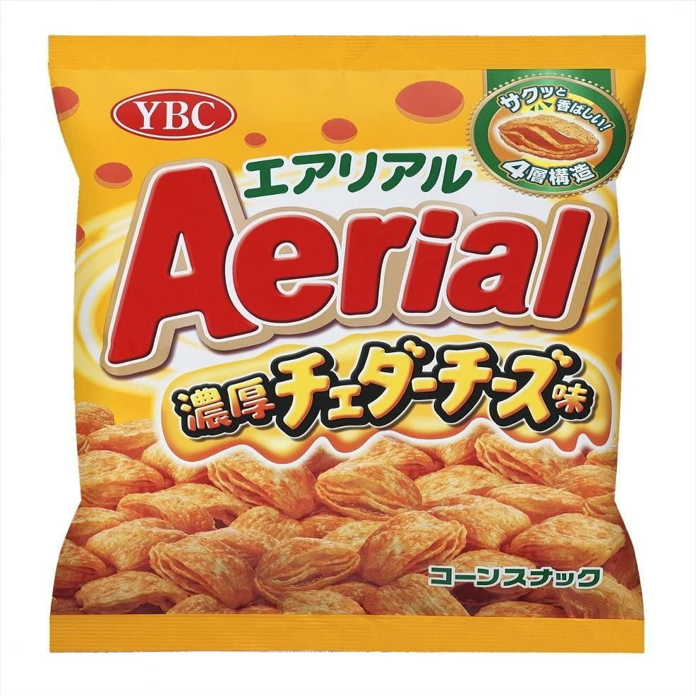 YBC Aerial Rich Cheddar Cheese Corn Snack 2.47oz. (70g) (Pack of 10), Japanese Savory Corn Snacks, MADE IN JAPAN, Limited Stock