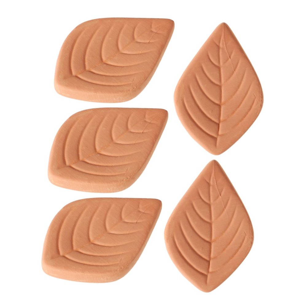 ULTECHNOVO 5pcs Softener Terracotta Storage Container Leaf Design Airtight Moisture Absorber for Brown