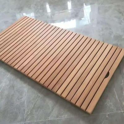 44in 40in 36in 32in 28in 24in 20in Large Customizable Teak Shower Floor Mat, Square Bath Mats for Non Slip with Drain Hole, Yard Patio/Spa/Sauna/Rv Hot Tub Footrest(34x42in(86x107cm))