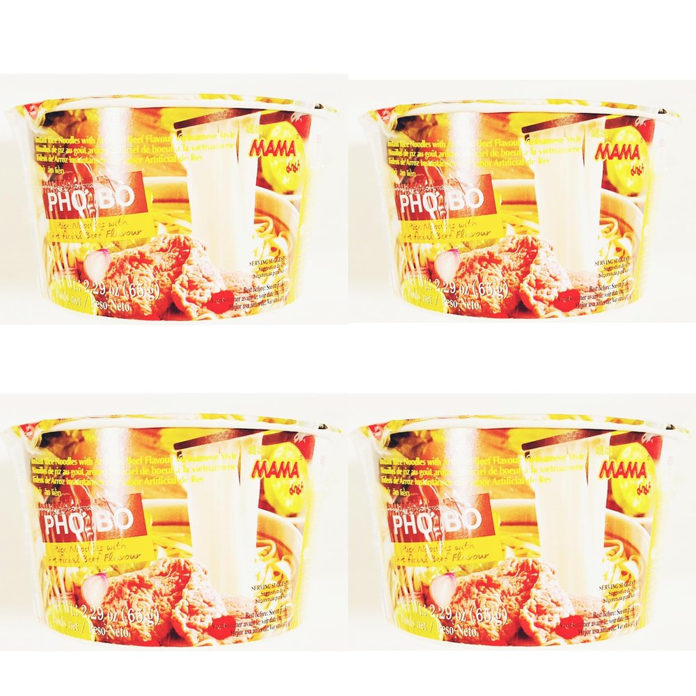 Pho Bo,Vietnamese Rice Noodles with Artificial Beef Flavor, 2.29 oz, 4 Cups