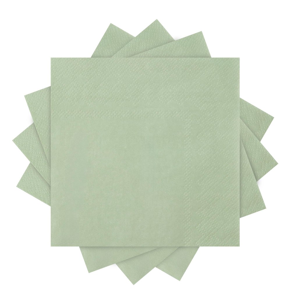 100 Pcs Cocktail Napkins Folded 5 x 5 Inches Disposable Napkin Beverage Napkins for Dinner Wedding Birthday Party Supplies- Sage Green