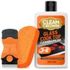 CleanCrown 3-in-1 Cooktop Cleaner Kit (8.8 Oz Cooktop Cleaner + Scrubbing Pad + Scraper), Stovetop Cleaner for Electric Top Stoves, Ceramic Cooktops & Fireplace Glass, Remove Burned on Food, Grease view 1