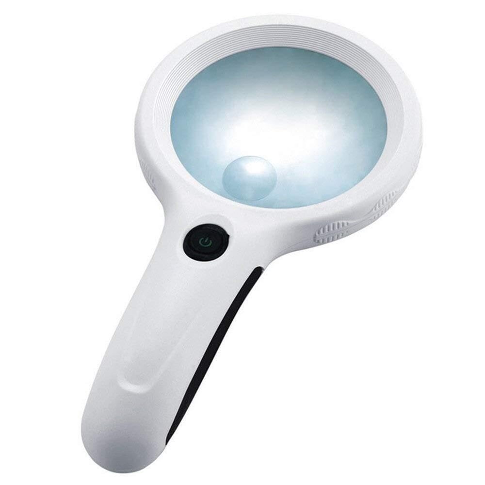 Handheld Illuminated Magnifying Glass HD Lens with UV Light, Ideal for Coins, Stamps, Jewelry, Banknote Inspection