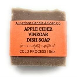 Allnations Soap Co - Handmade Solid Dish Soap Bar - Free of Dyes and Essential Oil - 5oz - Vegan (Apple Cider)