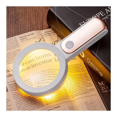 Reading Magnifier with Light, Handheld Magnifying Glass for Seniors, Macular Degeneration, 100mm Lens
