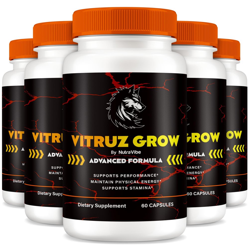 (5 Pack) Vitruz Grow for Men, Official VitruzGrow Pills, Premium Formula to Support Peak Performance, Lasting Energy, and Overall Well-Being, Natural Vitrus Grow Capsulas, Review (300 Capsules)