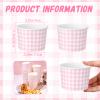 Funnymoom 50 Pack Pink Gingham Ice Cream Cups 9 oz Pink and White Checkered Disposable Dessert Bowls Paper Soup Bowls Plaid Snack Cups for Hot or Cold Food for Baby Shower Wedding Birthday Supplies view 2
