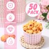 Funnymoom 50 Pack Pink Gingham Ice Cream Cups 9 oz Pink and White Checkered Disposable Dessert Bowls Paper Soup Bowls Plaid Snack Cups for Hot or Cold Food for Baby Shower Wedding Birthday Supplies view 3
