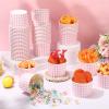Funnymoom 50 Pack Pink Gingham Ice Cream Cups 9 oz Pink and White Checkered Disposable Dessert Bowls Paper Soup Bowls Plaid Snack Cups for Hot or Cold Food for Baby Shower Wedding Birthday Supplies view 4