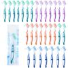 Meyeyaia 30pcs Denture Toothbrush Set, Hard and Soft Double Bristle Denture Brush, 4 Colors Optional Denture Care Cleaning Brush, Rubber Non-Slip Handle for Denture Brushes view 1