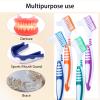 Meyeyaia 30pcs Denture Toothbrush Set, Hard and Soft Double Bristle Denture Brush, 4 Colors Optional Denture Care Cleaning Brush, Rubber Non-Slip Handle for Denture Brushes view 4