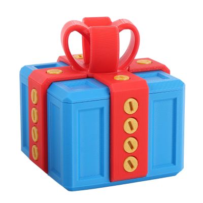Vvikizy 3.1 Annoying Gifts Box, large gag prank case with screws, Annoying Present Box 3D, 3D Printing Decorative Ornaments, for Storing Toys Holiday Decorations (Blue Red)