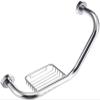 Grab Bars Bathroom Handles Safety Curved Stainless Steel Grab Rails, Shower Chrome Safety Elderly Toilet Anti-Slip Support Handle with Soap Basket view 1