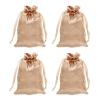 MECCANIXITY Satin Bags with Drawstring, 4x6 Inch Wedding Favor Bag Mini Gift Packaging Bag for Birthday Christmas Jewelry Party (Light Pink, Pack of 4) view 1