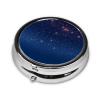 Navy Blue Sky and Stars Pill Box Round Pill Case for Pocket Purse 3 Compartment Medicine Pill Organizer Cute Portable Travel Pillbox Vitamin Cod Liver Oil Storage Box Unique Gift Organizer view 2