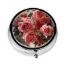 Rose Flowers Climb on The Wall Pill Box Round Pill Case for Pocket Purse 3 Compartment Medicine Pill Organizer Cute Portable Travel Pillbox Vitamin Cod Liver Oil Storage Box Unique Gift Organizer view 1