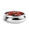 Rose Flowers Climb on The Wall Pill Box Round Pill Case for Pocket Purse 3 Compartment Medicine Pill Organizer Cute Portable Travel Pillbox Vitamin Cod Liver Oil Storage Box Unique Gift Organizer view 3