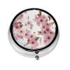 Cherry Blossom Pill Box Round Pill Case for Pocket Purse 3 Compartment Medicine Pill Organizer Cute Portable Travel Pillbox Vitamin Cod Liver Oil Storage Box Unique Gift Organizer view 1