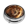 Lion on Grassland Pill Box Round Pill Case for Pocket Purse 3 Compartment Medicine Pill Organizer Cute Portable Travel Pillbox Vitamin Cod Liver Oil Storage Box Unique Gift Organizer view 2