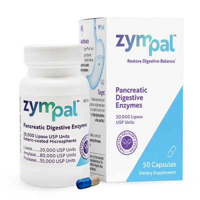 ZYMPAL Pancreatic Digestive Enzymes 20,000 Lipase USP Units High-Potency Pancreatic Digestive Enzyme Supplement for Gas, Bloating & Indigestion ReliefGut Health & Nutrient Absorption 50 Capsules