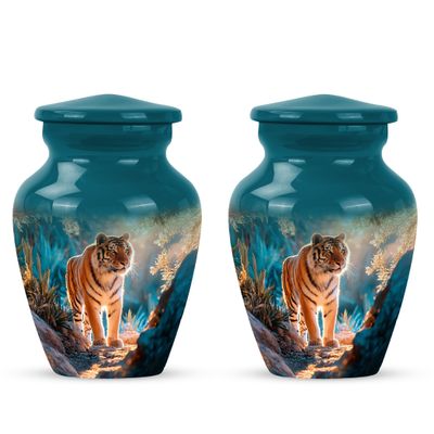 JAGSHASHI Tiger Human Remains Urns - Miniture Urn for Mom & Dad - Small Urns for Ashes - Keepsakes Urn for Ash - 3 Inch Pack of 2