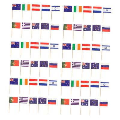 ABOOFAN 150Pcs National Flag Toothpick Flags for Cake Toppers and Fruit Decorations Mixed Style Picks for Parties BBQ and Celebrations