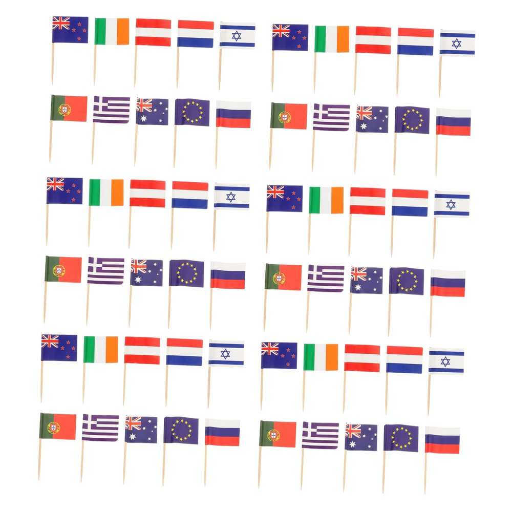 ABOOFAN 150Pcs National Flag Toothpick Flags for Cake Toppers and Fruit Decorations Mixed Style Picks for Parties BBQ and Celebrations