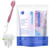 noclerv 5 in 1 Mini Travel Toothbrush, 5 in 1 Portable Individually Wrapped Toothbrushes with Toothpaste, Disposable Multi-Functional Oral Care Set Tool 4 Flavors for Travel Gathering Use (Peach*26) view 1