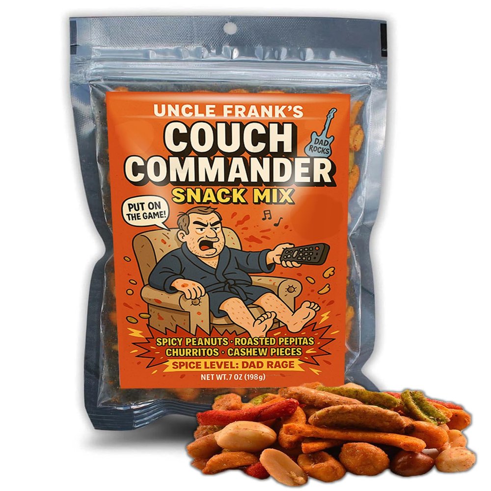 Couch Commander Snack Mix - Spicy Trail Mix for Men - Hot & Savory Snack Gift for Dads - Roasted Peanuts, Pepitas, Churritos, Cashews - 8oz Bag