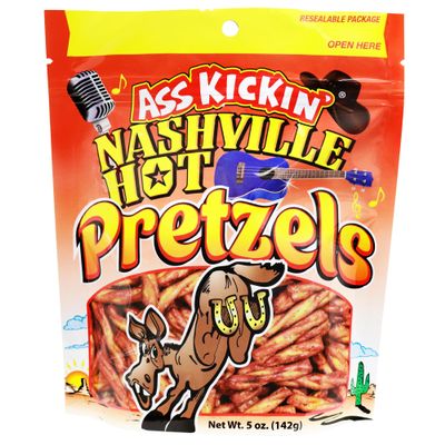 ASS KICKIN' Spicy Pickle Pretzels, Seasoned Pretzel Twists, 5 oz Resealable Pack (5oz, Nashville Hot)