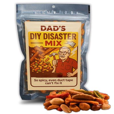 Dad's DIY Disaster Mix - Funny Spicy Trail Mix Gift for Dads - Hot Snack for Handyman Humor - Gag Gift for Father's Day - Made in the USA - 8oz Bag